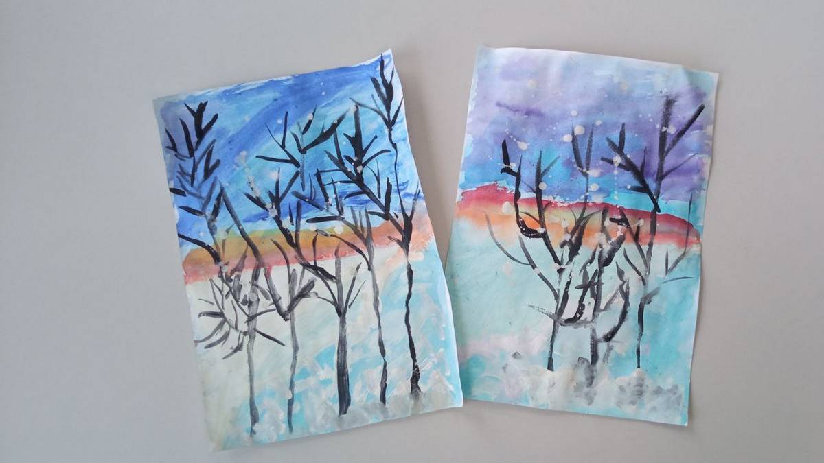 В Щигровском центре прошло занятие по рисованию зимнего пейзажа